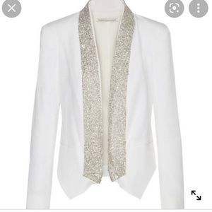 Rebecca Minkoff white blazer with sequin lapel